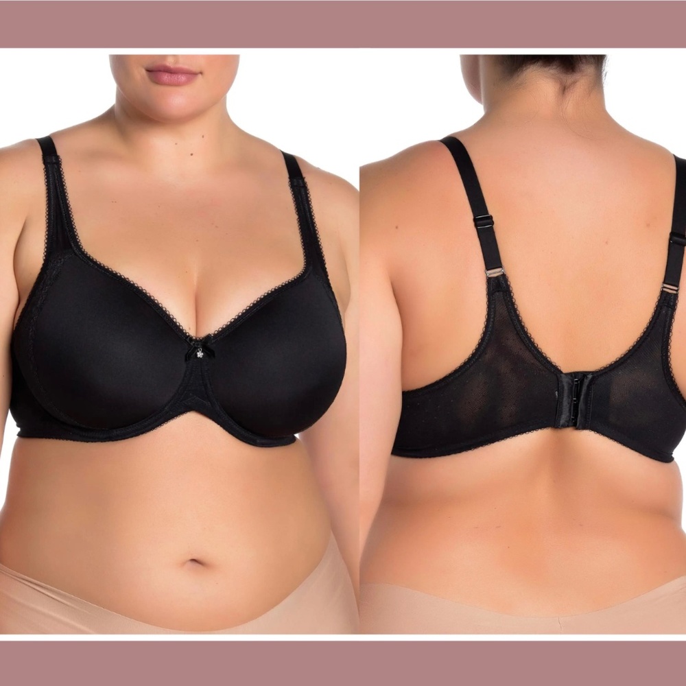NWT $72 Wacoal‎ [ 44D US ] Retro Chic Underwire Contour Bra in Black
